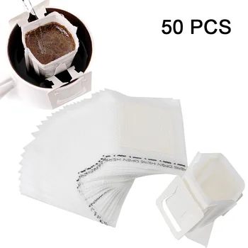 50 шт./Упаковка Бумажный фильтр-мешок Портативные одноразовые кофейные фильтр-пакеты для кофе эспрессо Висячая кофейная чашка в стиле уха
