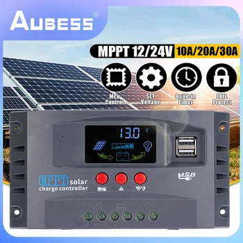 MPPT Солнечный контроллер заряда Двойной регулятор Цветной экран Панель для Lifepo4 GEL Литий-свинцово-кислотный аккумулятор 10 А 20 А 30 А 12 В 24 В