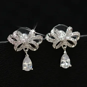 Высококачественные классические свадебные серьги в форме капли воды Романтические женские женские украшения из стерлингового серебра 925 пробы