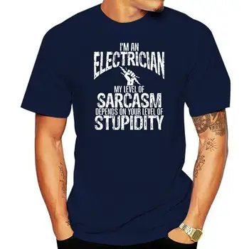 Горячая мужская веселая повседневная футболка с принтом Я электрик, мой уровень сарказма зависит от вашей хлопковой модной трендовой футболки 2022 года