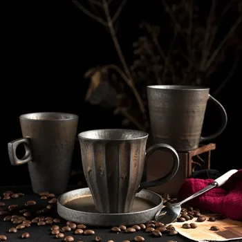 Керамические кофейные кружки в японском стиле, креативные винтажные домашние кружки для завтрака, молочная кружка, керамика, офисная чайная чашка ручной работы, посуда для напитков