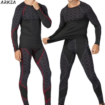 Компрессионные комплекты мужские рубашки для бега с длинным рукавом Леггинсы для спортзала Брюки Спортивный костюм для фитнеса Комплект спортивной одежды для мужчин