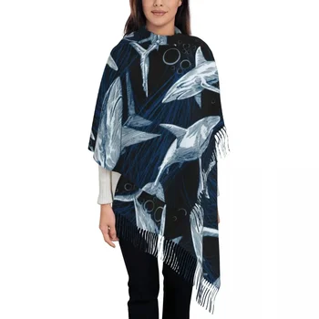 Подводная морская акула Женская шаль с кисточками Шарф Модный шарф