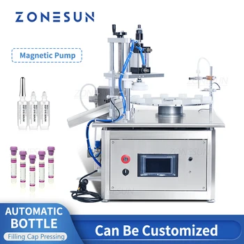 ZONESUN ZS-AFC1C Автоматическая машина для наполнения и прессования крышек Портативный магнитный насос Поворотный стол Производственная линия для малого бизнеса